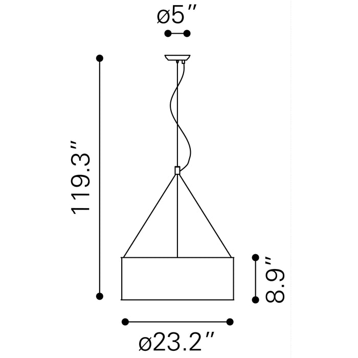 Zuo Jena Chrome Modern Ceiling Lamp with Clear Crystals