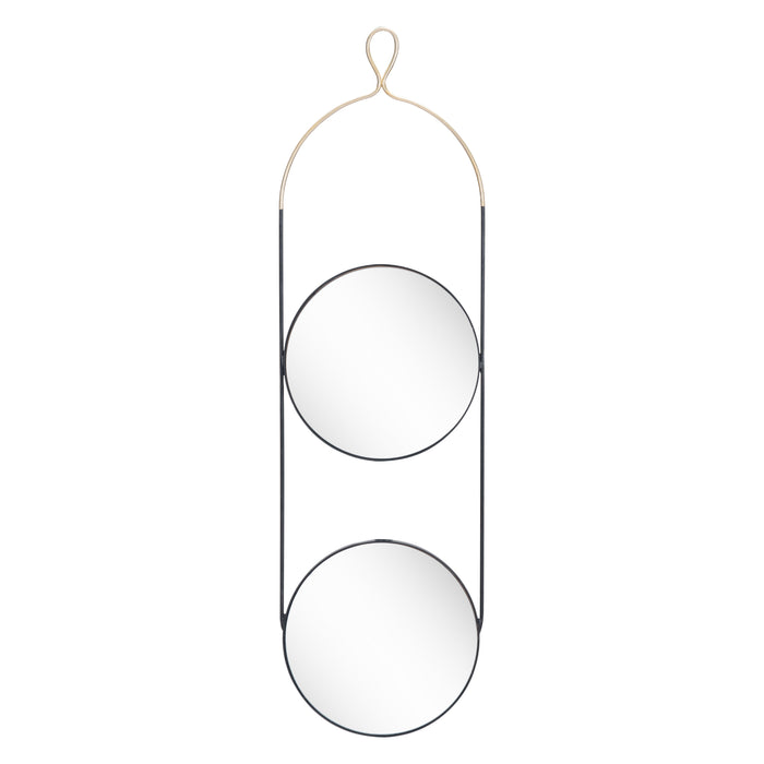 Zuo Zodiac Modern Gold & Black Round Wall Mirror