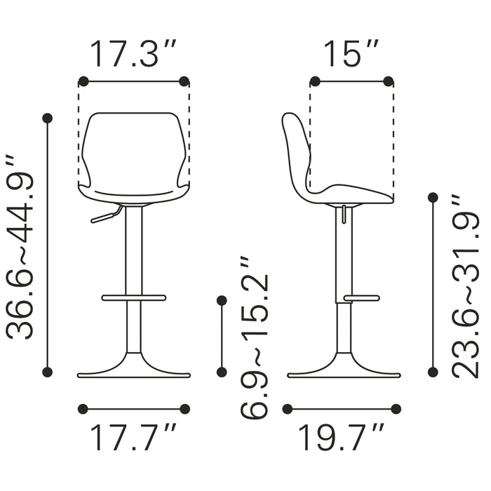 Zuo Seth Adjustable Barstool Vintage Black