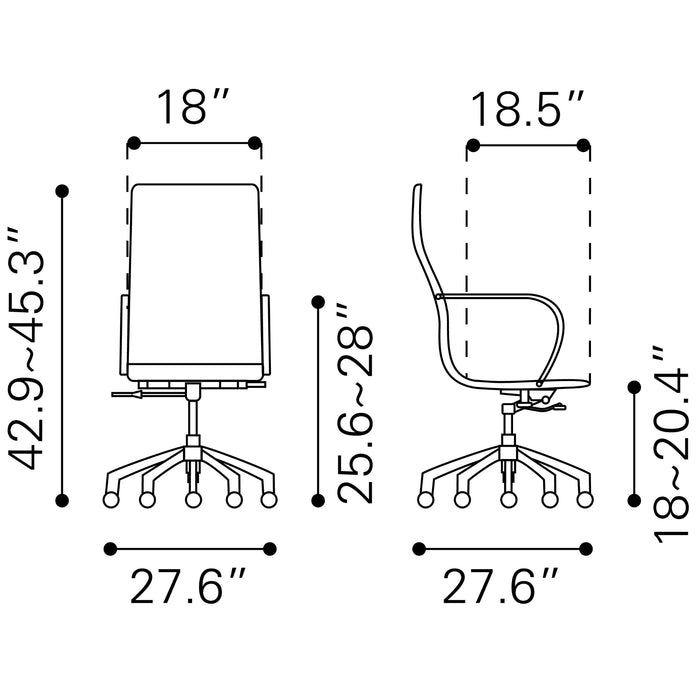 Zuo Glider High Back Modern Executive Office Chair Black