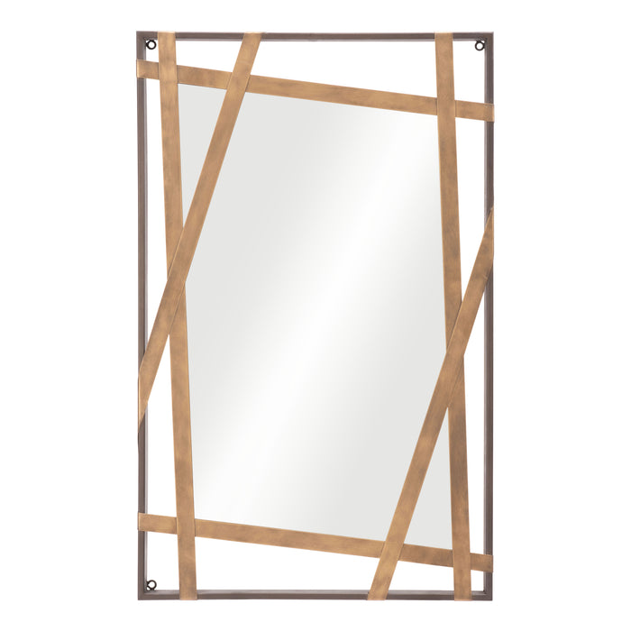 Zuo Tolix Modern Antique Gold & Black Rectangular Wall Mirror