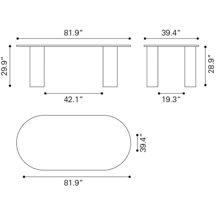 Risan Dining Table Natural by Zuo Modern