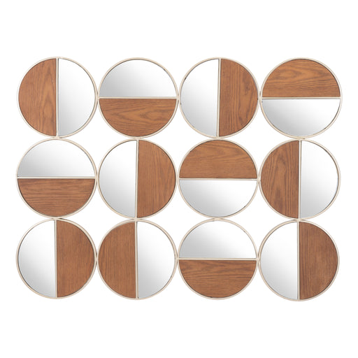 Zuo Cycle Multi-Mirror Wall Round Mirror Gold & Walnut