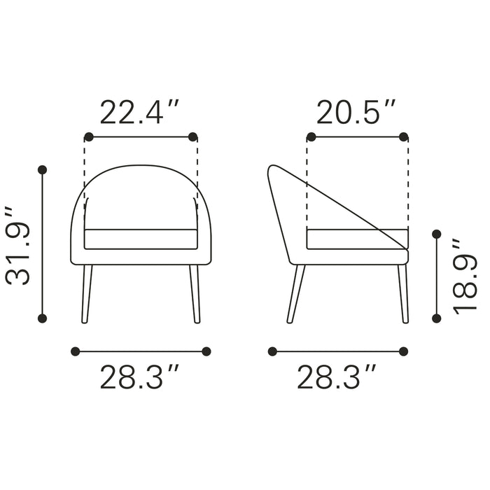 Zuo Modern Cruise Grey Accent Chair