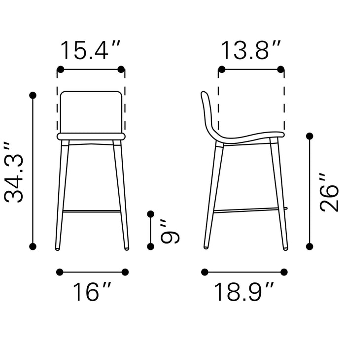 Zuo Jericho Gray Counter Stool