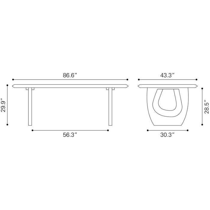 Zuo Arasan Modern Dining Table Black