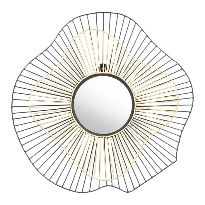 Zuo Comet Modern Accent Round Wall Mirror Black & Gold