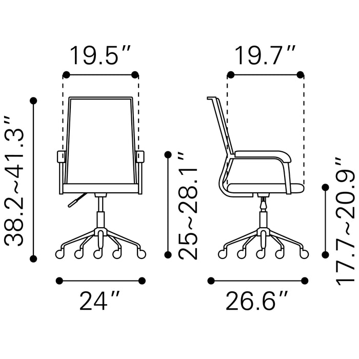 Liderato Modern Office Chair by Zuo, Black