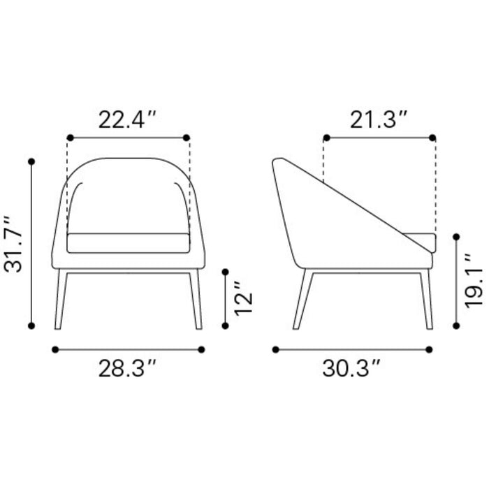 Zuo Modern Carter Grey Accent Chair