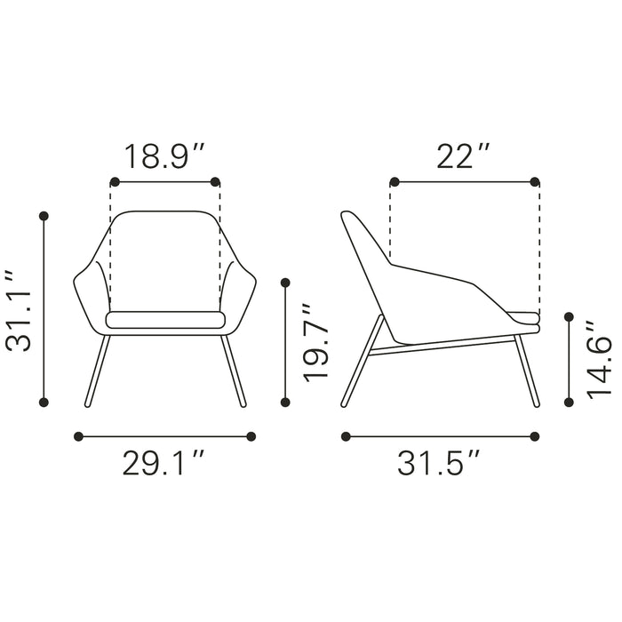 Zuo Modern Manuel Grey Accent Chair