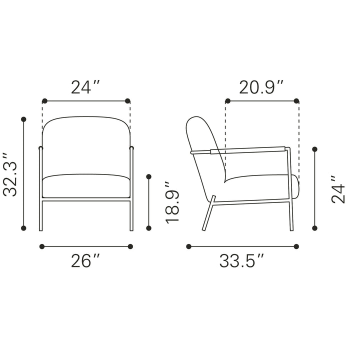 Zuo Modern Chicago White Accent Chair