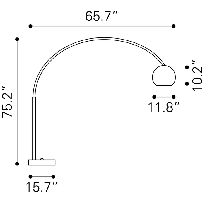 Zuo Griffith Modern Arc Elegant and Functional Floor Lamp Brass