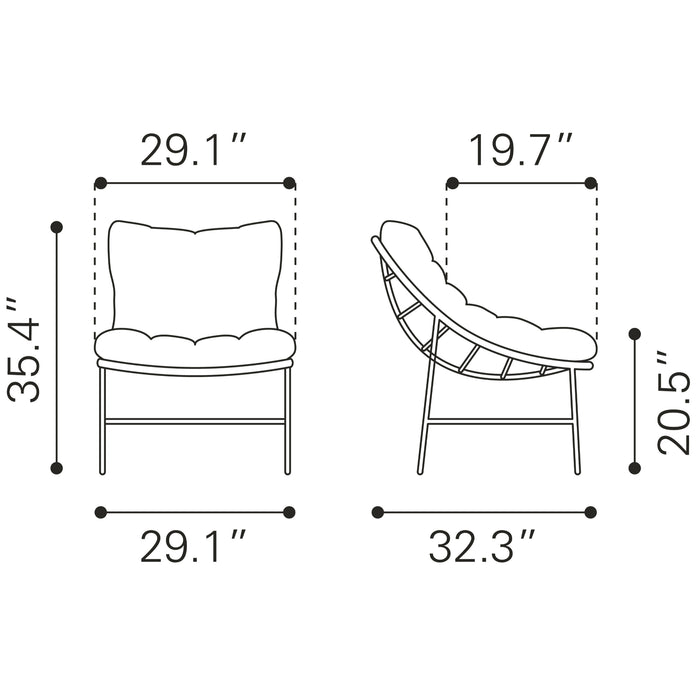 Zuo Merilyn Accent Chair Beige & Natural