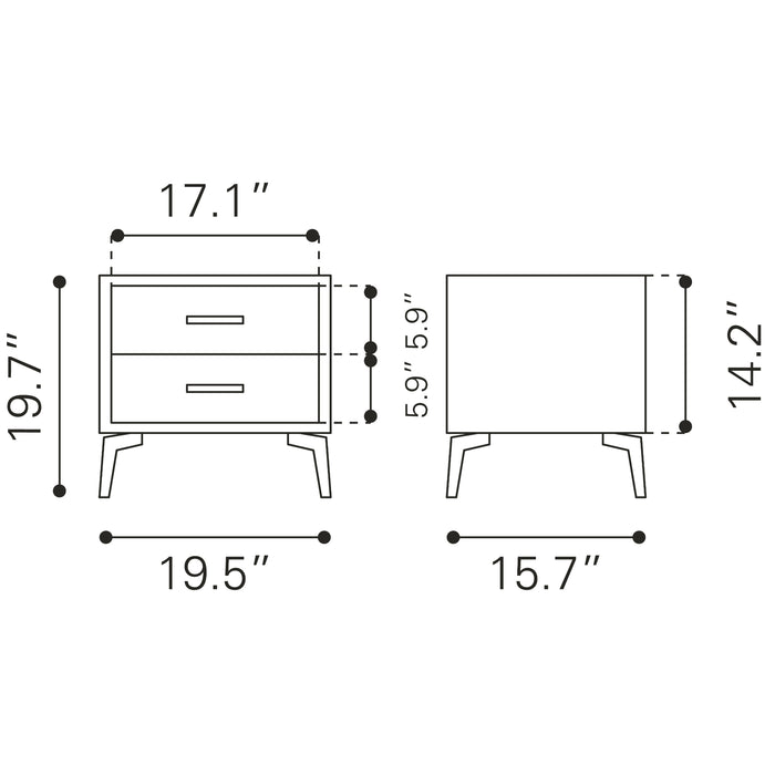 Zuo Halle Grey Side Table