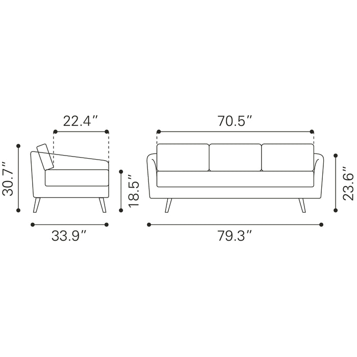 Zuo Modern Divinity Brown Sofa