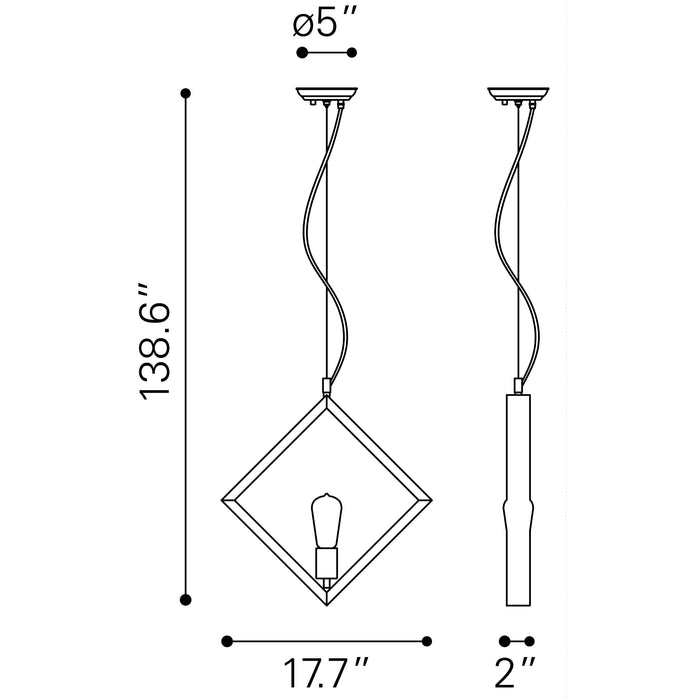 Zuo Rotorura Industrial Diamond Frame with Filament Bulb Ceiling Lamp