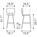 Zuo Boston Barstool Grey