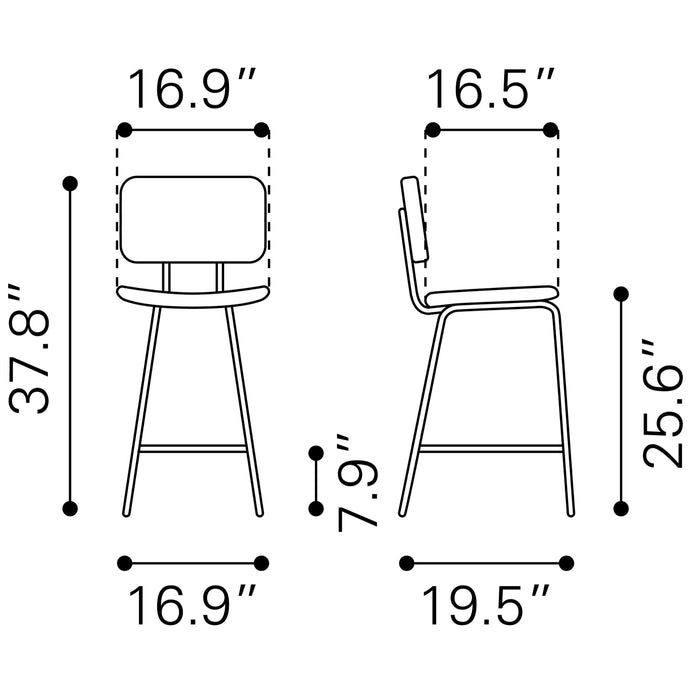 Zuo Boston Black Counter Stool