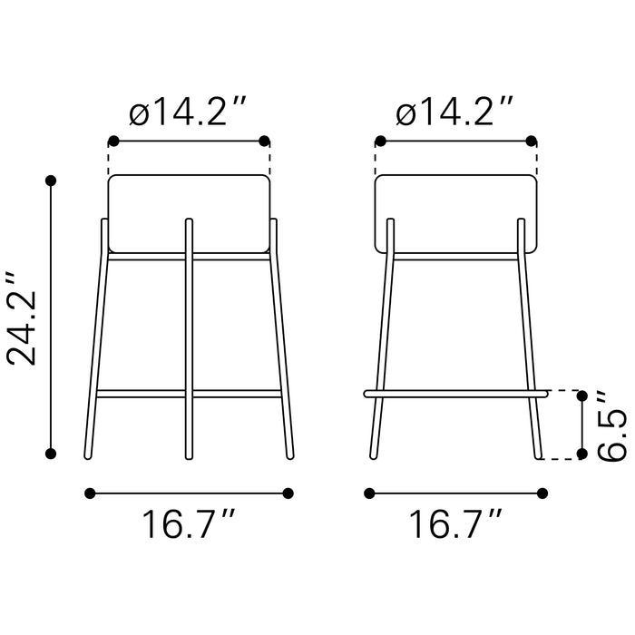 Zuo Blanche White Counter Stool