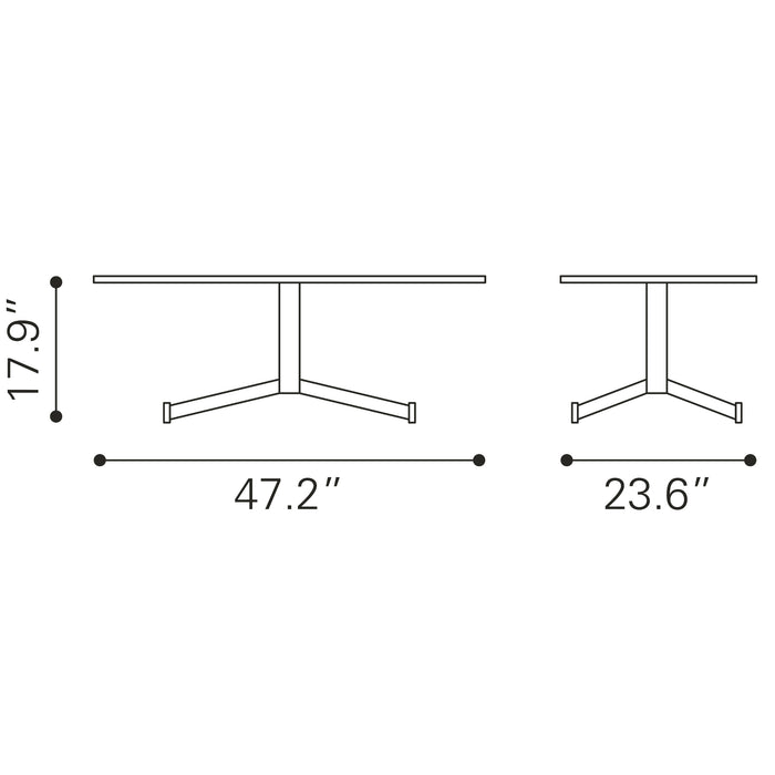 Zuo Mazzy Brown Rectangular Coffee Table