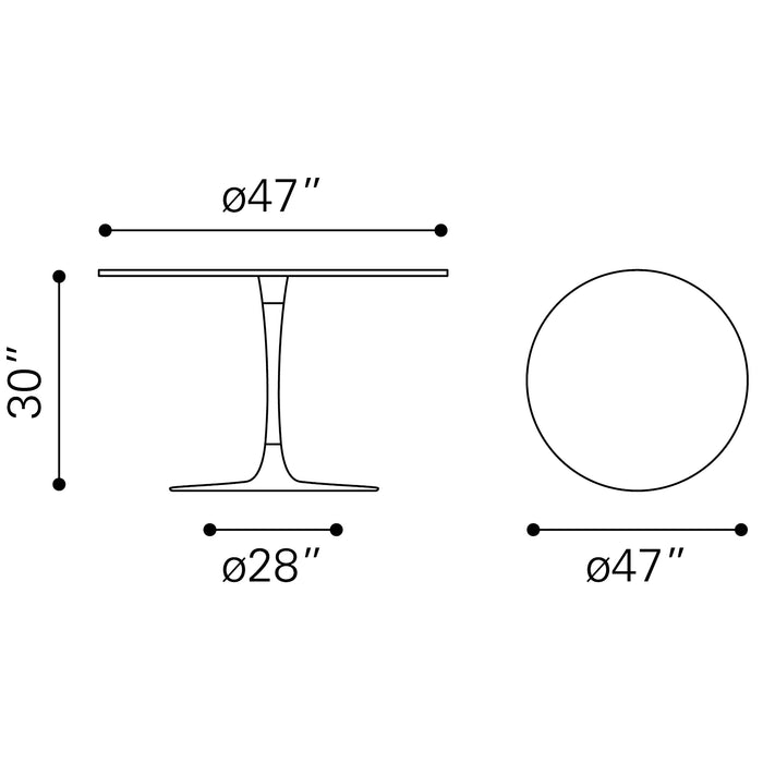 Zuo Ithaca Dining Table White & Gold