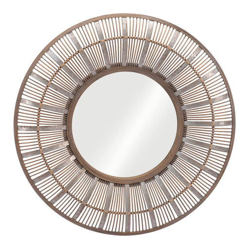 Zuo Toto Antique Brown Painted Rattan Round Wall Mirror