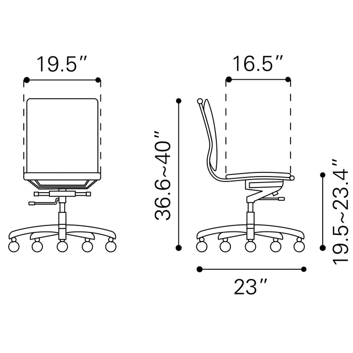 Zuo Lider Plus Armless Office Chair