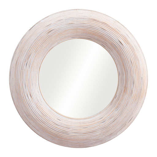 Zuo Asari Modern Rattan Weave Round Wall Mirror White 