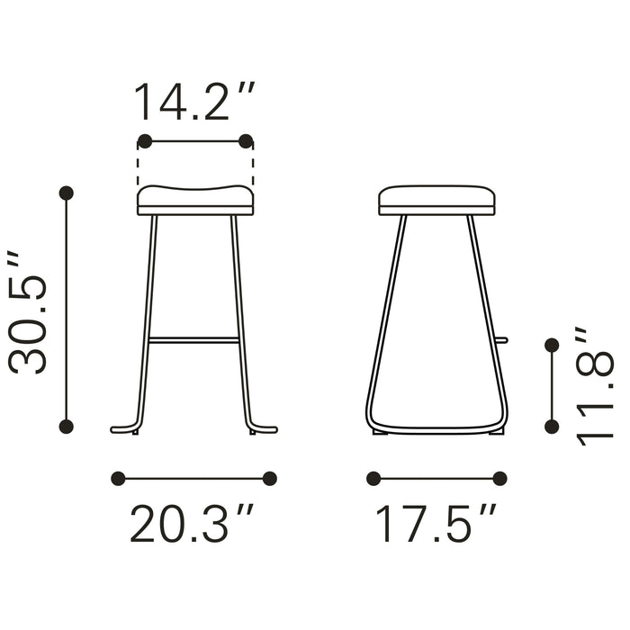 Zuo Bree Barstool White & Gold