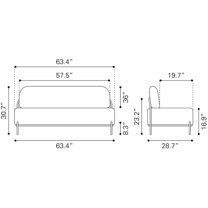 Zuo Modern Arendal White Sofa