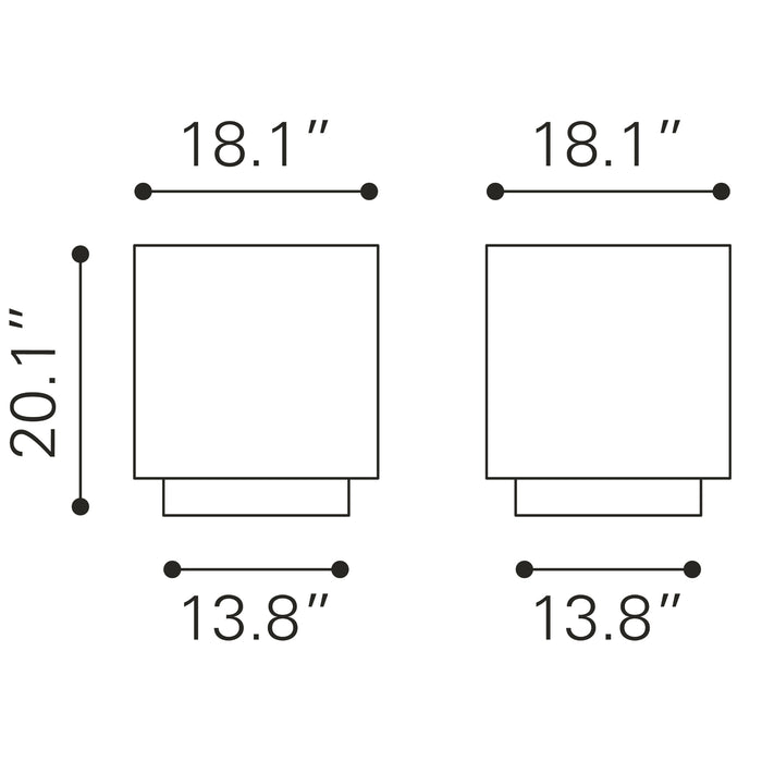 Zuo Mono Square Gold Side Table