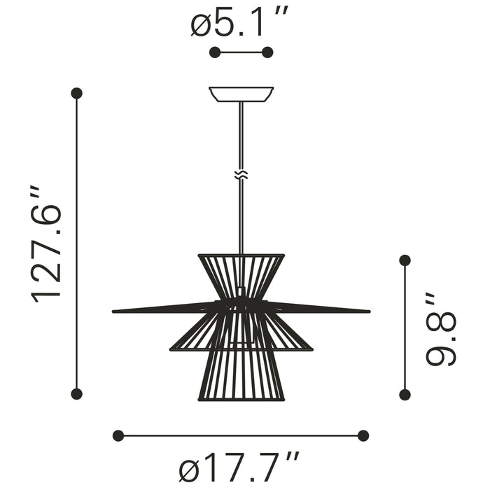 Anderson Teak Azzi Modern Gold Ceiling Lamp with Adjustable Cord