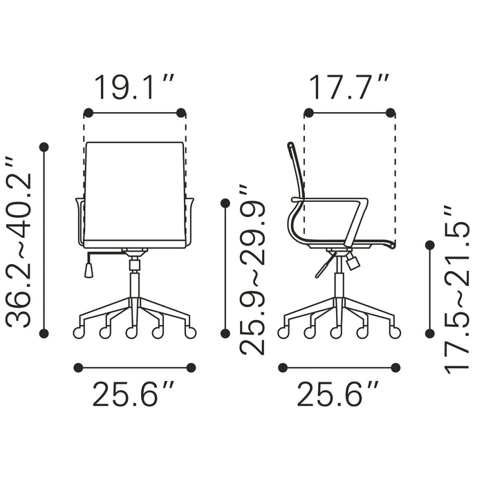 Zuo Stacy White Office Chair