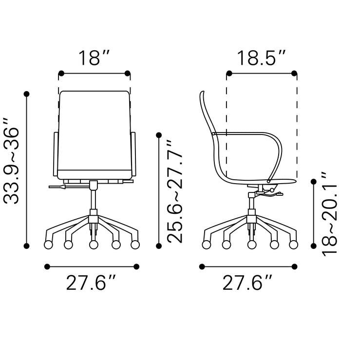 Zuo Glider Low Back Office Chair Gray