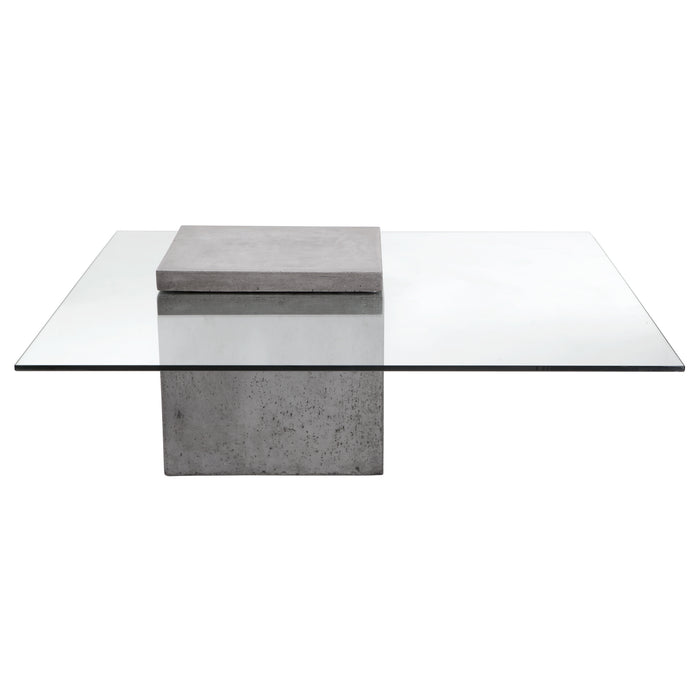 Sunpan Grange Square Clear Tempered Glass Top Coffee Table