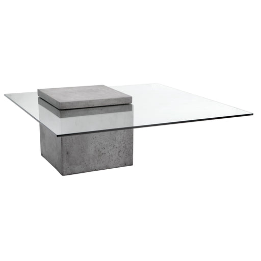 Sunpan Grange Square Clear Tempered Glass Top Coffee Table