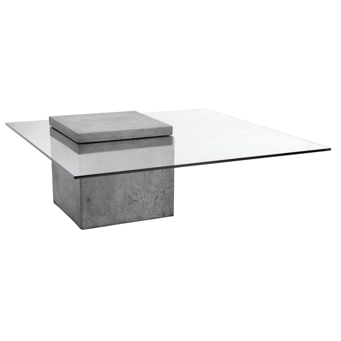 Sunpan Grange Square Clear Tempered Glass Top Coffee Table