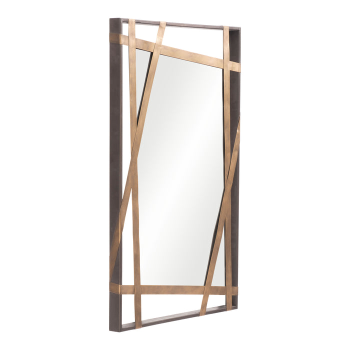 Zuo Tolix Modern Antique Gold & Black Rectangular Wall Mirror