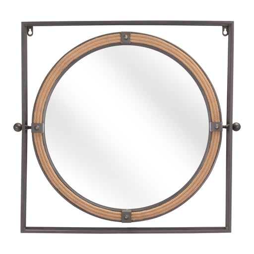 Zuo Capell Painted Steel and Rope Frame Mirror Antique Gray