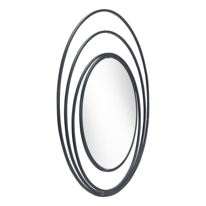 Zuo Luna Black Powder Coated Steel Round Wall Mirror