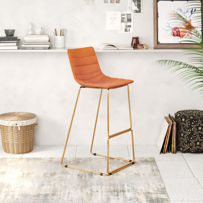 Zuo Adele Barstool Orange & Gold