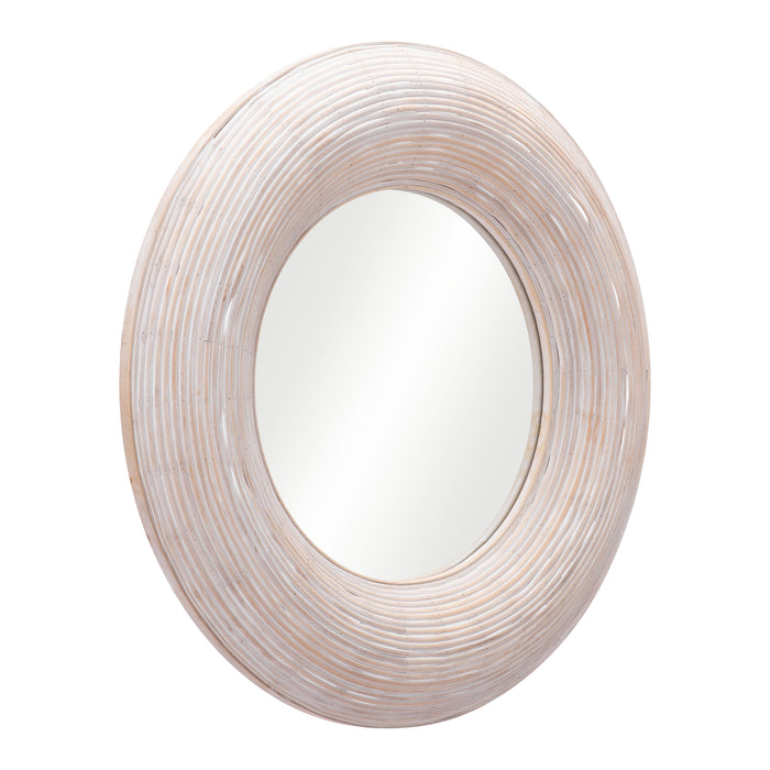 Zuo Asari Modern Rattan Weave Round Wall Mirror White 