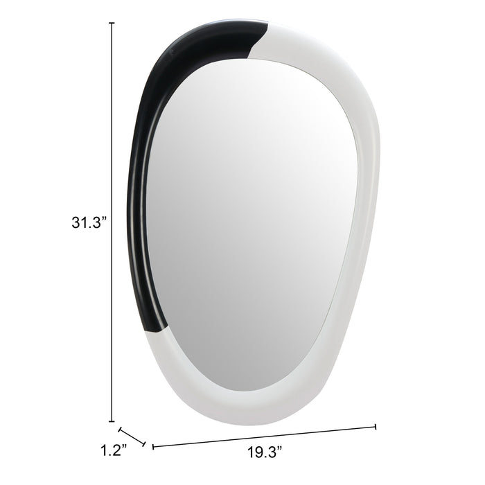 Zuo Muna Modern Oval Mirror in White & Black