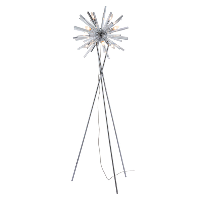 Zuo Savoy Modern Sputnik-Style with Acrylic Rays Floor Lamp Chrome