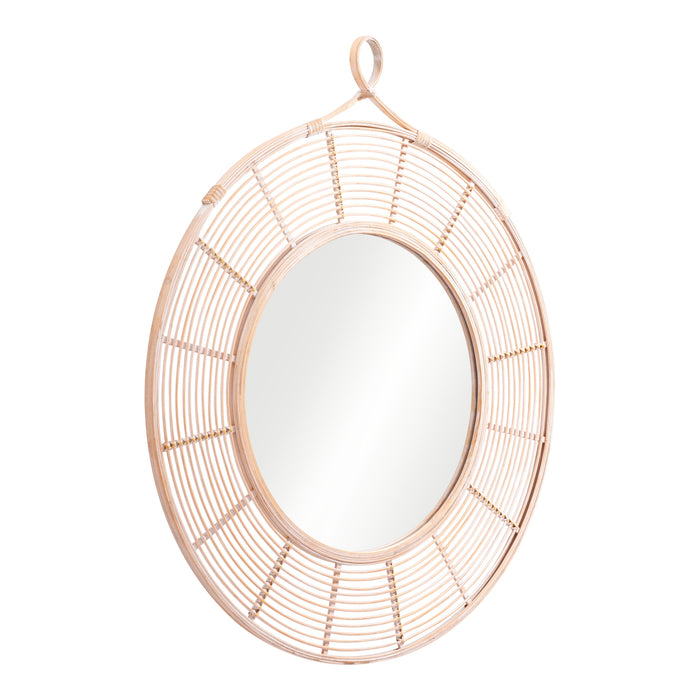 Zuo Lobo Natural Round Rattan Wall Mirror