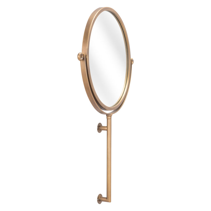 Zuo Bernis Adjustable Tilt Frame Modern Round Wall Mirror Brass