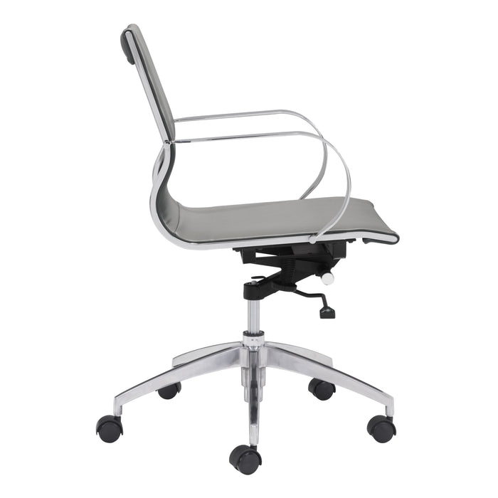 Zuo Glider Low Back Office Chair Gray