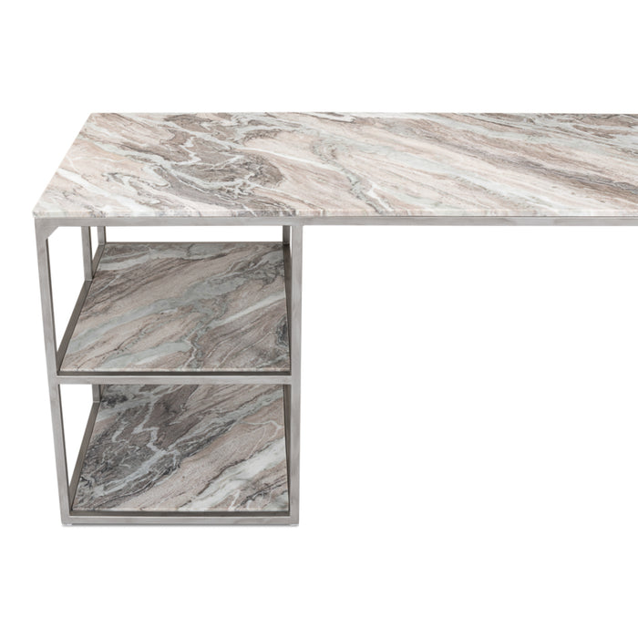 Sarreid LTD. Marble Desk Top With Shelves