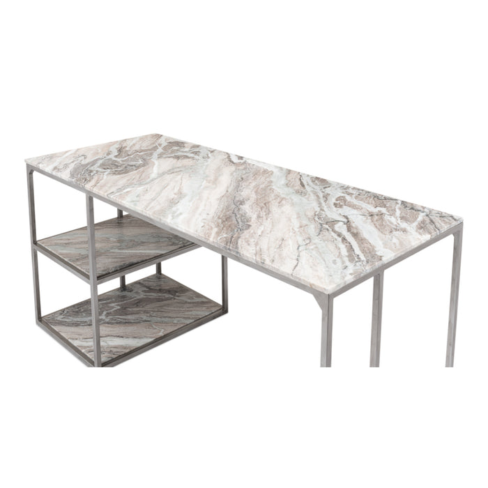 Sarreid LTD. Marble Desk Top With Shelves