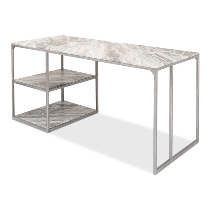 Sarreid LTD. Marble Desk Top With Shelves